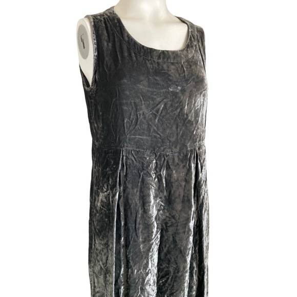 Vintage 90’s Free Wear by Jonathan Hoenscheidt Grey Velvet Maxi Dress Sz M-L - Picture 2 of 6